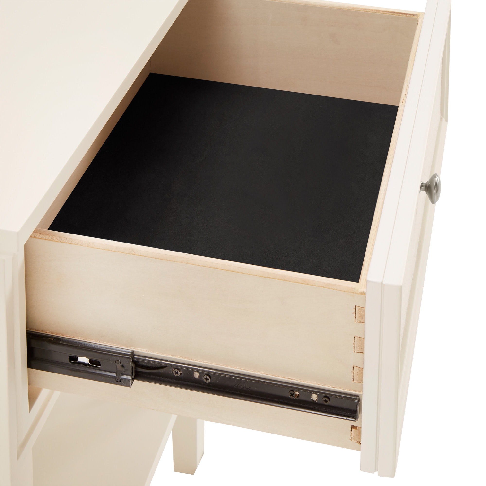 Weston Home Erro White Finish Beige Linen 1- Drawer Nightstand