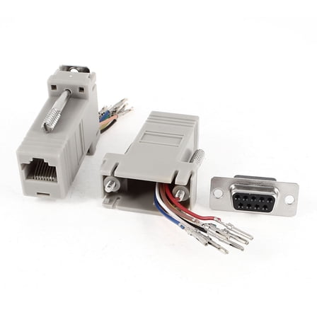 2 Pcs Serial DB9 to RJ45 Female Jack Network LAN Cat5 Modular Adapter Connectors