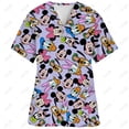 thumbnail image 3 of Uniforme de trabajo con estampado de Mickey Mouse de Disney, blusa de enfermera de manga corta con cuello en V para mujer, ropa de trabajo de enfermera, blusa médica, 3 of 5