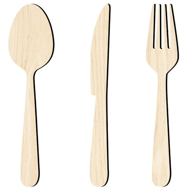 1 Set of Wooden Household Utensils Sign Wall Decor Rustic Cutout Kitchen Wall Decor