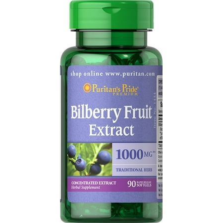Puritan's Pride Bilberry 4:1 Extract 1000 mg 90 Softgels FREE (Best Quality Bilberry Extract)