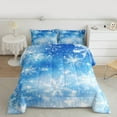 thumbnail image 3 of Manfei Winter Blue Snowflake Bedding Comforter Set for Kids, Dreamy Fairy Tale Twin Comforter Sets, Happy Christmas Reversible Bedding Set, Ultra Soft Home Decor, 2 Pieces, 3 of 9