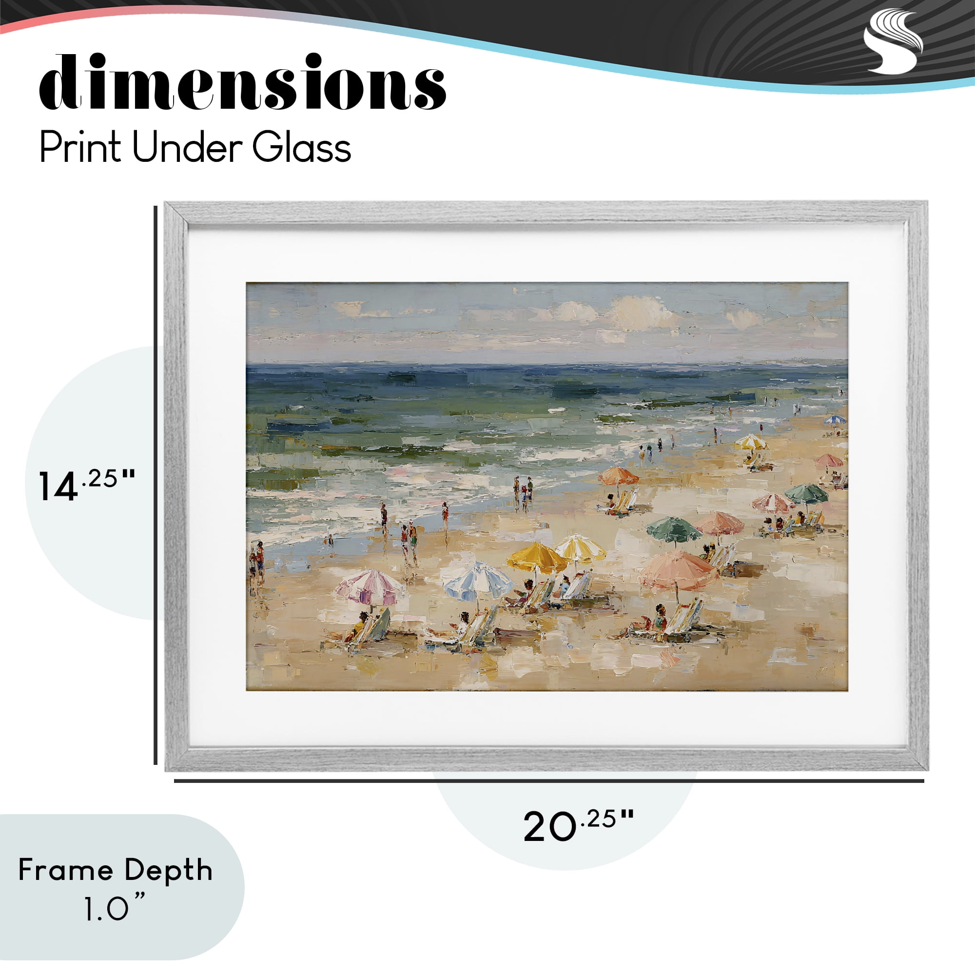 Stupell Industries Impressionist Summer Beach Day Gray Framed Print Under Glass, design by Jacky Ngan