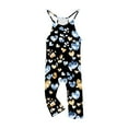 thumbnail image 4 of Odeerbi Kids Girls Summer Jumpsuit Love Print Bib Overalls Casual Sleeveless Rompers Long Pants with Pockets 5-14 Years Black, 4 of 5