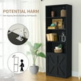 thumbnail image 6 of Easoger 6 Tier Bookcase Set of 2, Bookshelves with Barn Cabinet Doors, Floor Bookshelves for Home Office, Living Room, Black, 6 of 8