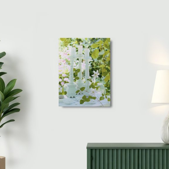 Northlight LED Lighted Flickering Clematis Garden Candles Canvas Wall Art - 15.75" x 11.75"