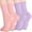 04 Purple+Pink, variant on ELUTONG Women Yoga Socks, 2 Pairs of Non-Slip Pilates Socks Lace Trimmed Mid-Calf Socks 7-10
