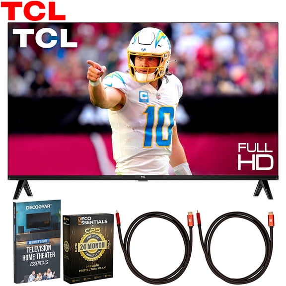 TCL 40" Class S-Class 1080p FHD HDR LED Smart Google TV Bundle with 2x Deco Gear HDMI Cable, Home Theater Guide and Deco Essentials Exclusive 2 Year CPS Enhanced Protection Pack