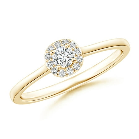 Classic Round Diamond Halo Ring in Prong Setting in 14K Yellow Gold (Weight: