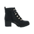 thumbnail image 2 of Wild Pair Womens Hillari Faux Leather Block Heel Combat & Lace-up Boots, 2 of 3