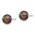 thumbnail image 2 of Auriga 14k White Gold 7-8mm Black Button Pearl Stud Earrings for Women, 2 of 5
