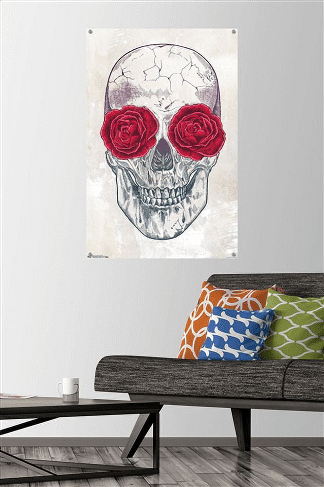 Rachel Caldwell - Skull Roses Wall Poster with Push Pins, 22.375" x 34"