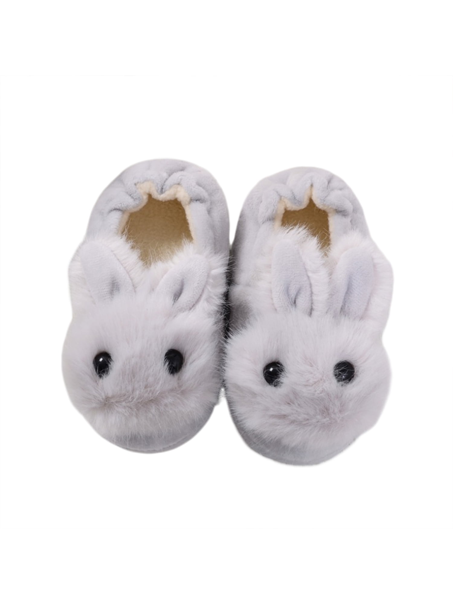 Dsood Boys Girls House Slippers Fuzzy Indoor Shoes for Toddler Kids Baby Rubber Walking Slippers Crib Shoes Infant/Toddler 