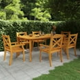 thumbnail image 1 of vidaXL 7 Piece Garden Dining Set Solid Wood Acacia, 1 of 5