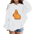 thumbnail image 2 of Tween Girls Hoodies Sweatshirts Cute Capybara Print Pullover Long Sleeve Hooded Sweatshirt With Pocket Kids Fall Winter Casual Clothes White Size 10-11T, 2 of 4