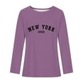thumbnail image 3 of Tdoqot Womens Oversized T Shirts Tops- Crewneck Fashion Long Sleeve Casual New York Graphic Shirts Tops Purple Size L, 3 of 3