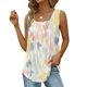 thumbnail image 2 of Playeras,Blusas y Tops,Ropa para Mujer Athletic camisetas sin mangas para las mujeres Camiseta sin mangas con cuello cuadrado para mujer, informal, sin mangas, con dobladillo curvo plisado (Green, M), 2 of 6