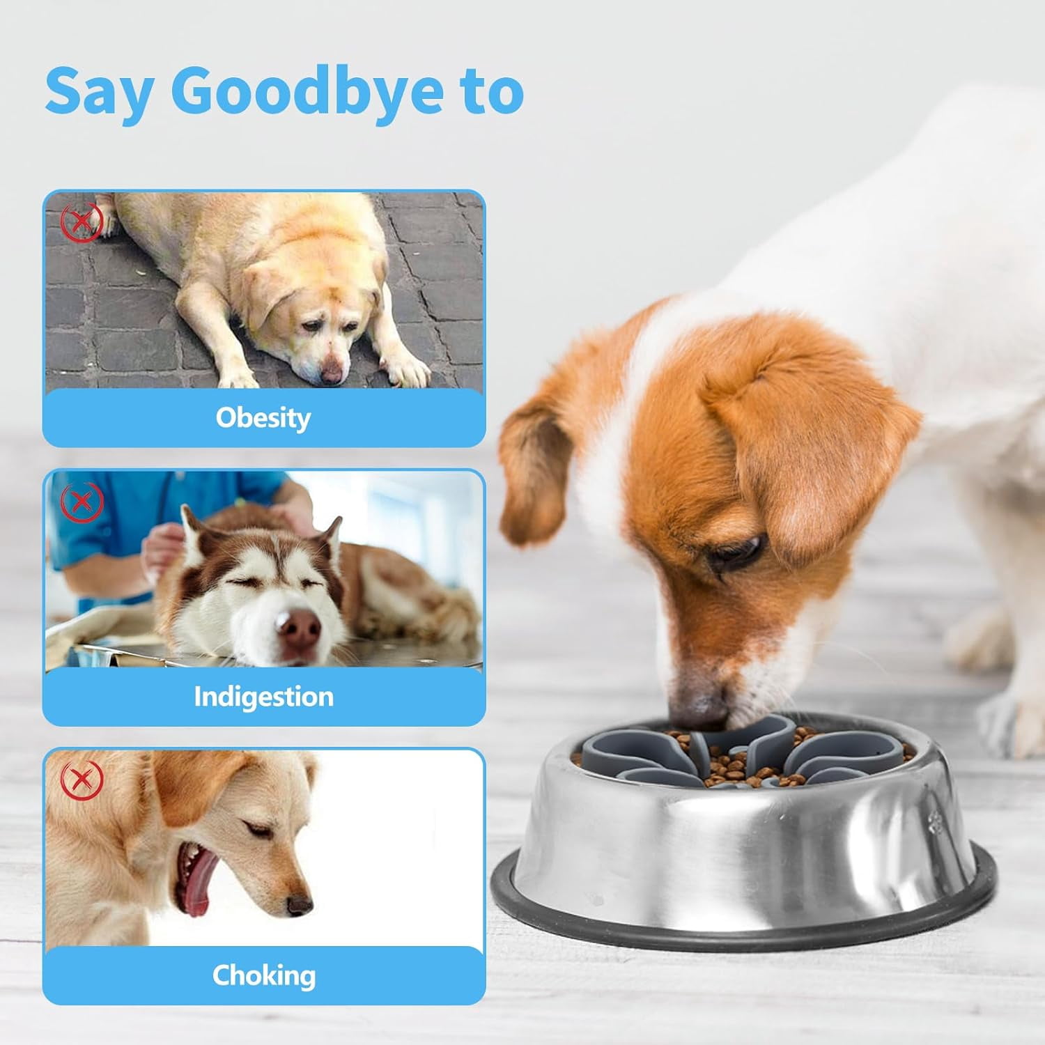 Slow Feeder Dog Bowls Insert,  Soft Silicone Slow Eating Dog Bowl Insert with Suction Cups for Small, Medium and Large Dogs(Grey M)