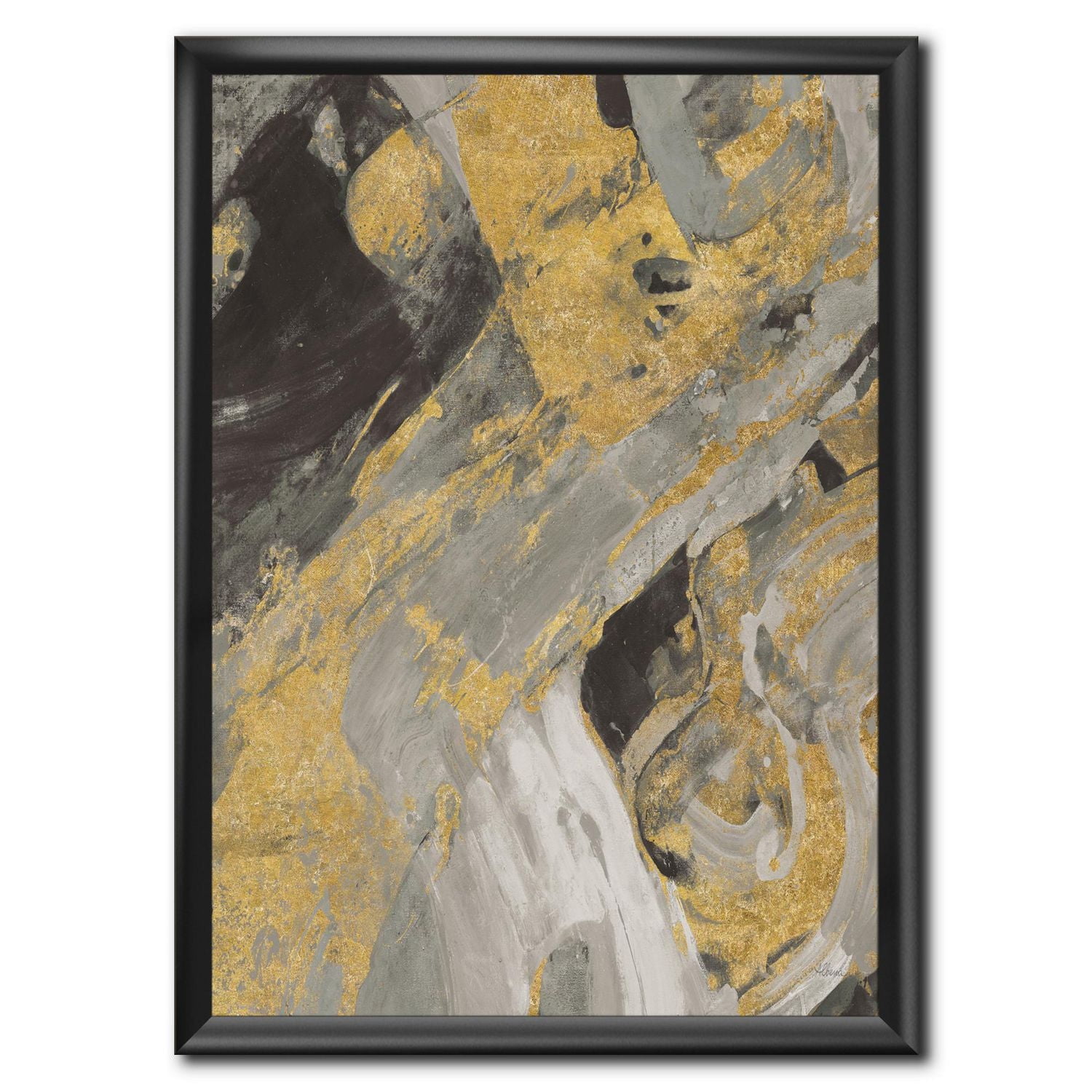 Designart Marble Gold and Black Framed Wall Art