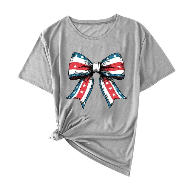 Camisas de Manga Corta para las Mujeres Moda Casual Impresión Cuello Redondo Suéter Tee Blusas