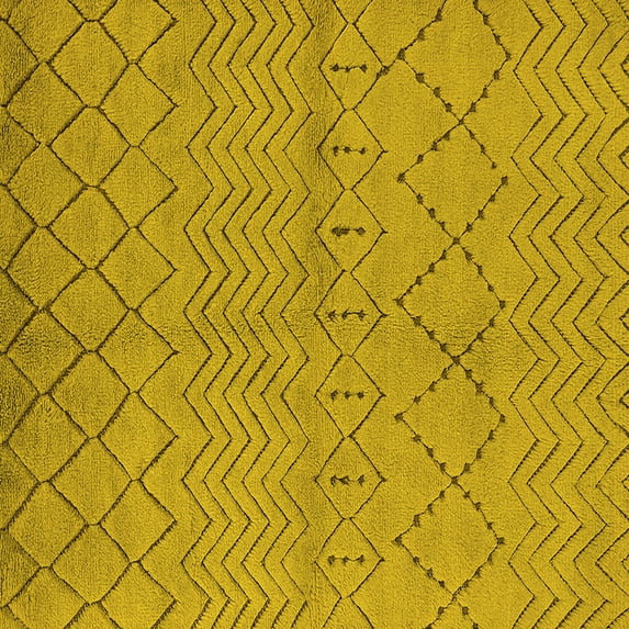 Ahgly Company Machine Washable Indoor Square Oriental Yellow Industrial Area Rugs, 8' Square