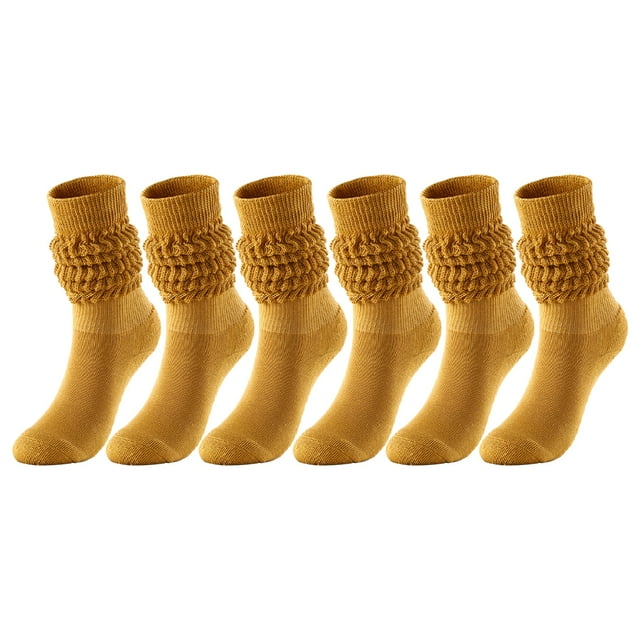 Sonducket 3a Juego de 2 calcetines de poliéster para mantenerse cómodo y a la moda con calcetines largos hasta la rodilla para botas Medias Amarillo tierra