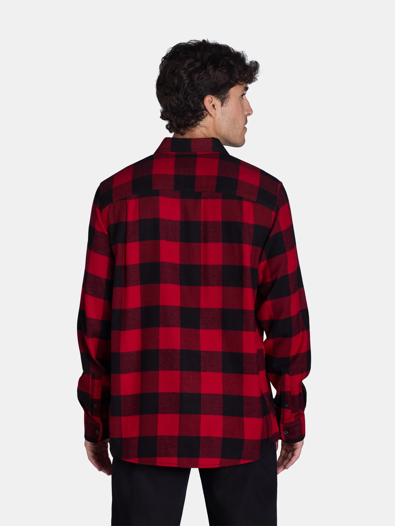 George Men's and Big Men's Flannel Shirt with Long Sleeves, Sizes XS-3XLT