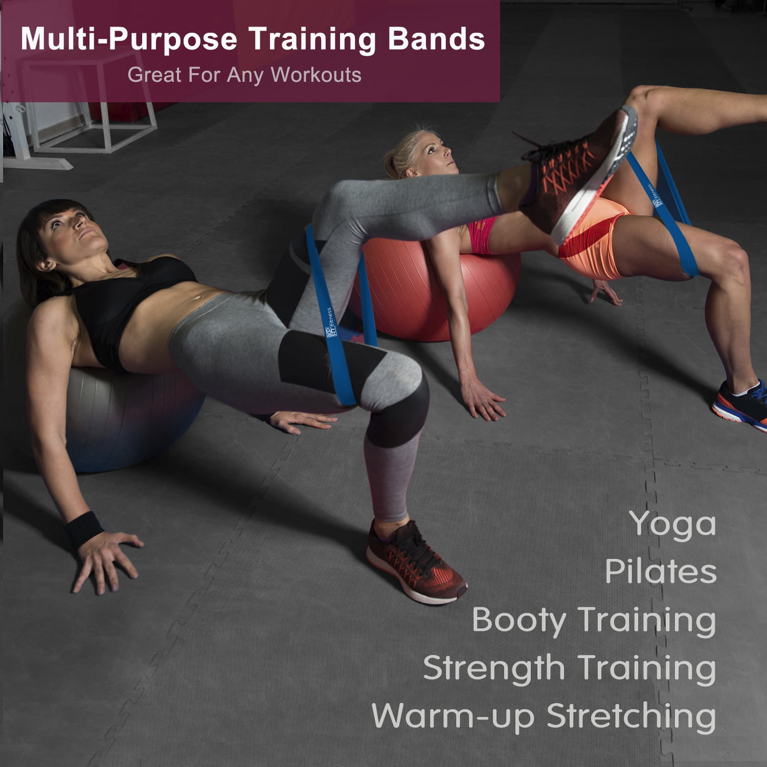 XPRT Fitness Resistance Loop Bands Elastic Exercise Bands Set of 10 - Resistance Level Heavy