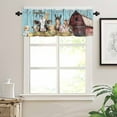 thumbnail image 2 of Farmhouse Animals Kitchen Valances for Windows 42x12 Inch Kitchen Curtains Valances Rod Pocket Pig Cow Retro Farm Blue Wood Grain Bathroom Window Valances for Window Treatment Decor, 2 of 6