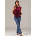 thumbnail image 4 of DARING DIVA Women's Velvet Christmas Party Crew Neck Cap Sleeve Top XL Burgundy, 4 of 6
