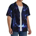 thumbnail image 2 of Fotbe Blue thunder bolt light Print Short Sleeve Button Down Shirts for Men Casual Summer Beach Wrinkle Free Shirt-Large, 2 of 5