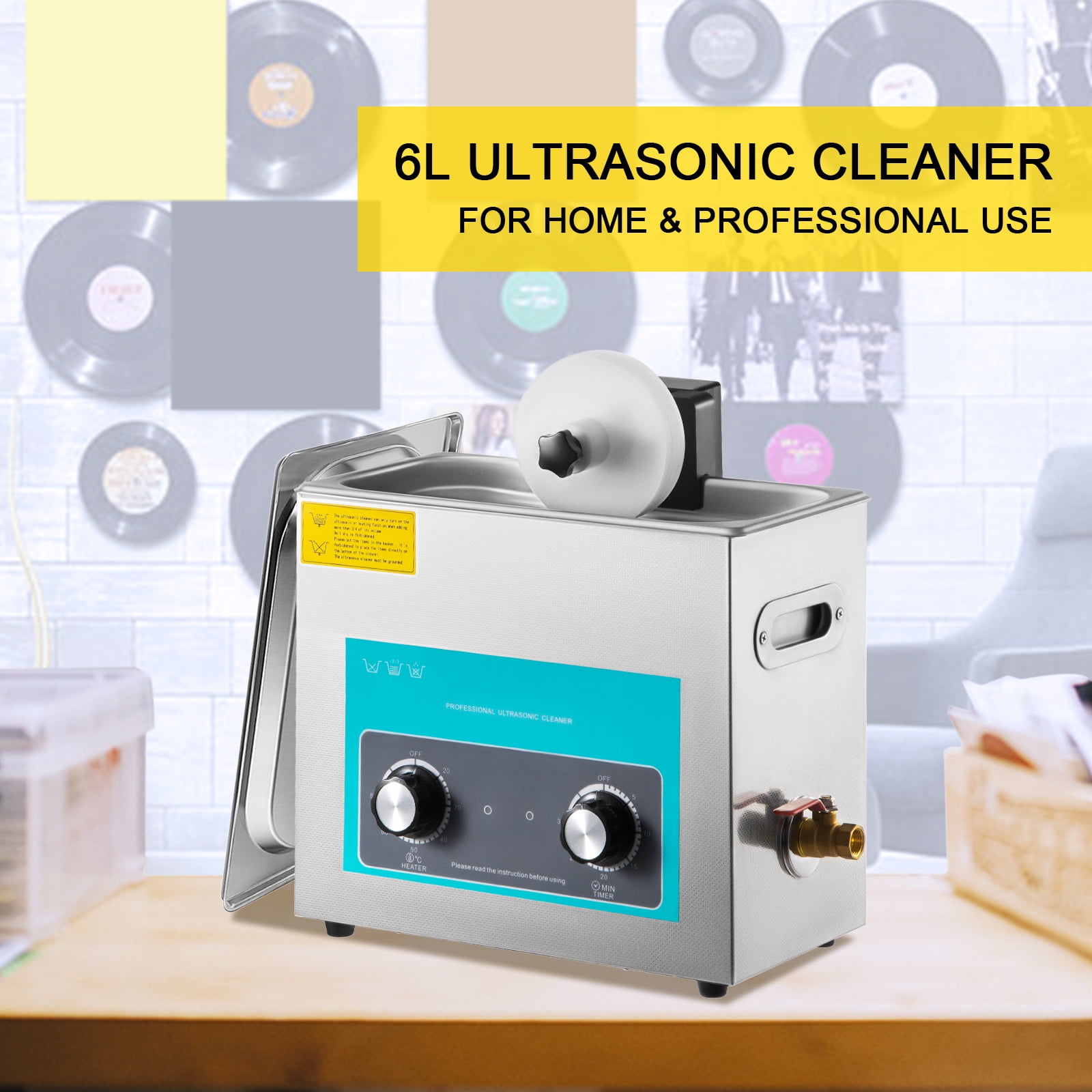 VEVOR Ultrasonic Vinyl Record Cleaner Vinyl Ultrasonic Cleaning Machine 6L Knob