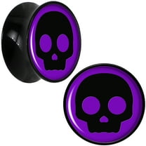 Body Candy 13/16" 2PC Black Acrylic Purple Simple Skull Saddle Plugs Double Flare Plug Ear Plug Gauges 20mm