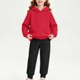 thumbnail image 6 of Girls Sweatsuits 2 Piece Fall Winter Cotton Fleece Warm Outfits 1-15Y Pullover Hoodie and Jogger Pants Set (5-6 Years, Red&Black), 6 of 7