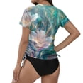 thumbnail image 4 of WTOBBY Women's Floral Design Short Sleeve Sun Swimsuit Lightweight Adjustable Lace-Up Swimsuit Top for Summer Water Activities Cover Up and Casual Beach Fashion with Comfort,Cyan 2XL, 4 of 4