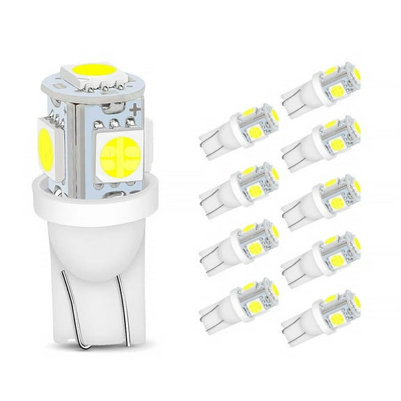 10x LED Replacements for Malibu Landscape Light 5 Led/smd Per Bulb 194 T10 T5 Wedge Base Cool White 12v Dc 1407ww