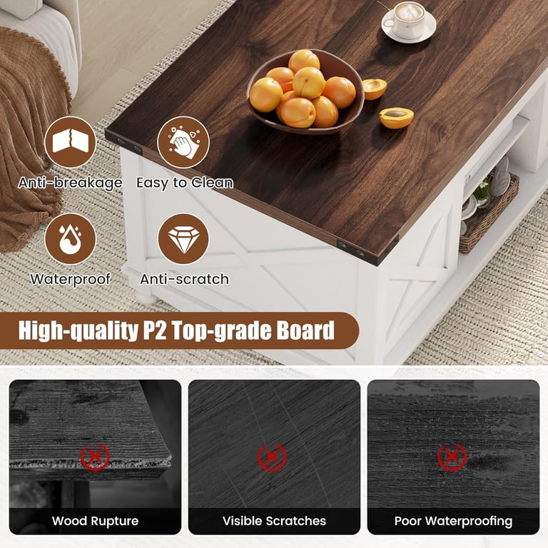 Flycity 48" Farmhouse Lift Top Coffee Table with Barn Door photo 5
