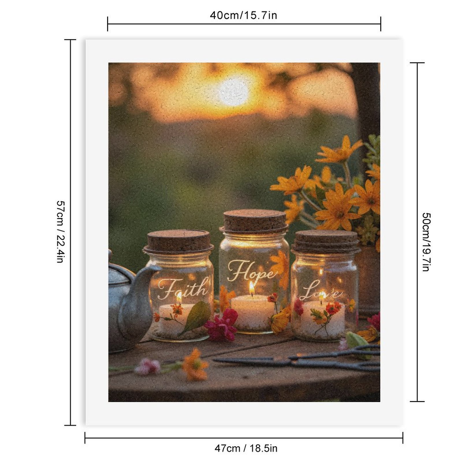Paint by Numbers Kit for Adults, Candles And Sunset With Flowers Paint by Numbers, Easy Paint by Numbers Kit for Adults Beginner, DIY Adult Paint by Number Kits on Canvas, 12x16in Home Decor
