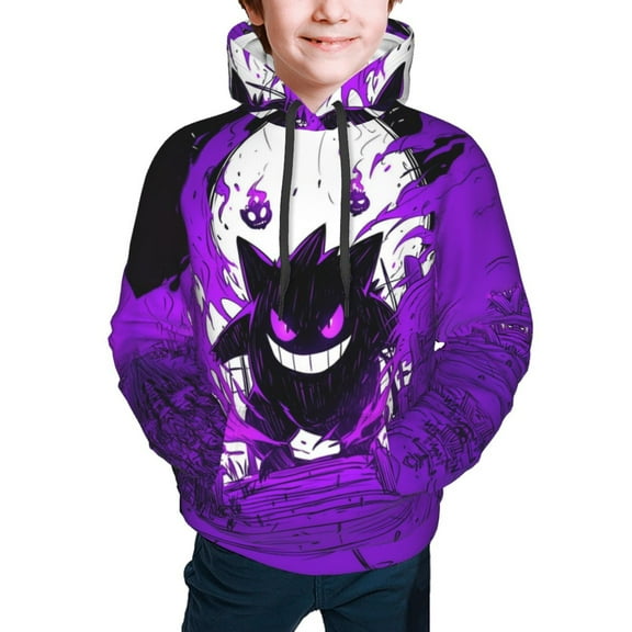 Gengar Hoodies Pullover For Boys Girls 3d Printed Hooded Sweatshirt Long Sleeves Small