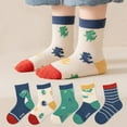 thumbnail image 2 of 10 Pairs Kids Boys Fun Novelty Socks Toddler None Slip Cotton Crew Dress Socks Cartoon Dinosaur Car Shark Stripes, 2 of 7