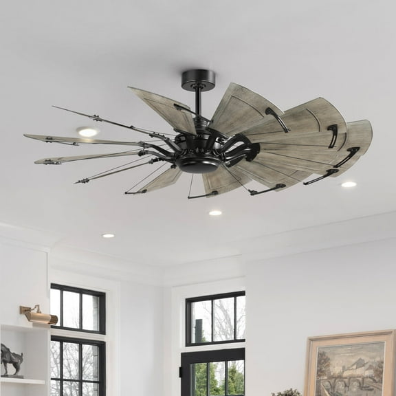 Luxury Tuscan Ceiling Fan, Large Size: 16.022''H x 60''W, with Old World Style Elements, Matte Black Finish, UHP9475 from the Saybrook Collection by Urban Ambiance