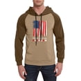 thumbnail image 6 of Men's Dark Color Hooded Sweatshirt with Long Flag Print, Casual Drawstring Pullover Including Pockets, Fall Spring Versatile Streetwear,Light Brown,2XL, 6 of 7