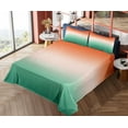 thumbnail image 4 of Ambesonne Ombre Fitted & Top Sheet Set with Shams, Quirky Simple Color Change, Burnt Orange Sea Green, 4 of 5