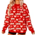 thumbnail image 2 of Xdegoge Valentine's Day Sweatshirt Women Love Heart Print Tops Long Sleeve Holiday Fashion Outfit Soft Oversized Crewneck Couples Matching Sweatshirts, 2 of 9