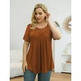thumbnail image 3 of VERABENDI Women's Plus Size Tops Summer Short Sleeve Lady Tunic Shirts Lace Splicing Blouses,M-4XL, 3 of 8