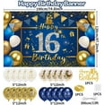 thumbnail image 2 of 16th Birthday Decorations Boys, MMTX 16th Birthday Decorations Kit Include Blue Gold Happy 16th Birthday Banner, Navy Blue Gold Confetti Balloons, 16th Sign Poster Birthday Photo Background, 2 of 7