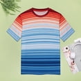 thumbnail image 4 of Colorful Gradient Stripes Womens Tops Women's Fashion Casual Short Sleeve Flower Print Round Neck Pullover Top Blouse, 4 of 6