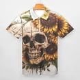 thumbnail image 3 of Sunflower Skull (7) Men Zipper T-shirt Summer Casual Short Sleeve T-shirt Top, 3 of 7