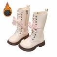 thumbnail image 3 of Krdevn Winter Warm Lined Long Shaft Girls Boots Leather Mid Calf Boots for Toddler Youth Non Sole,Toddler Girl Shoes,Boys Shoes,Size:14-15 Years, 3 of 9