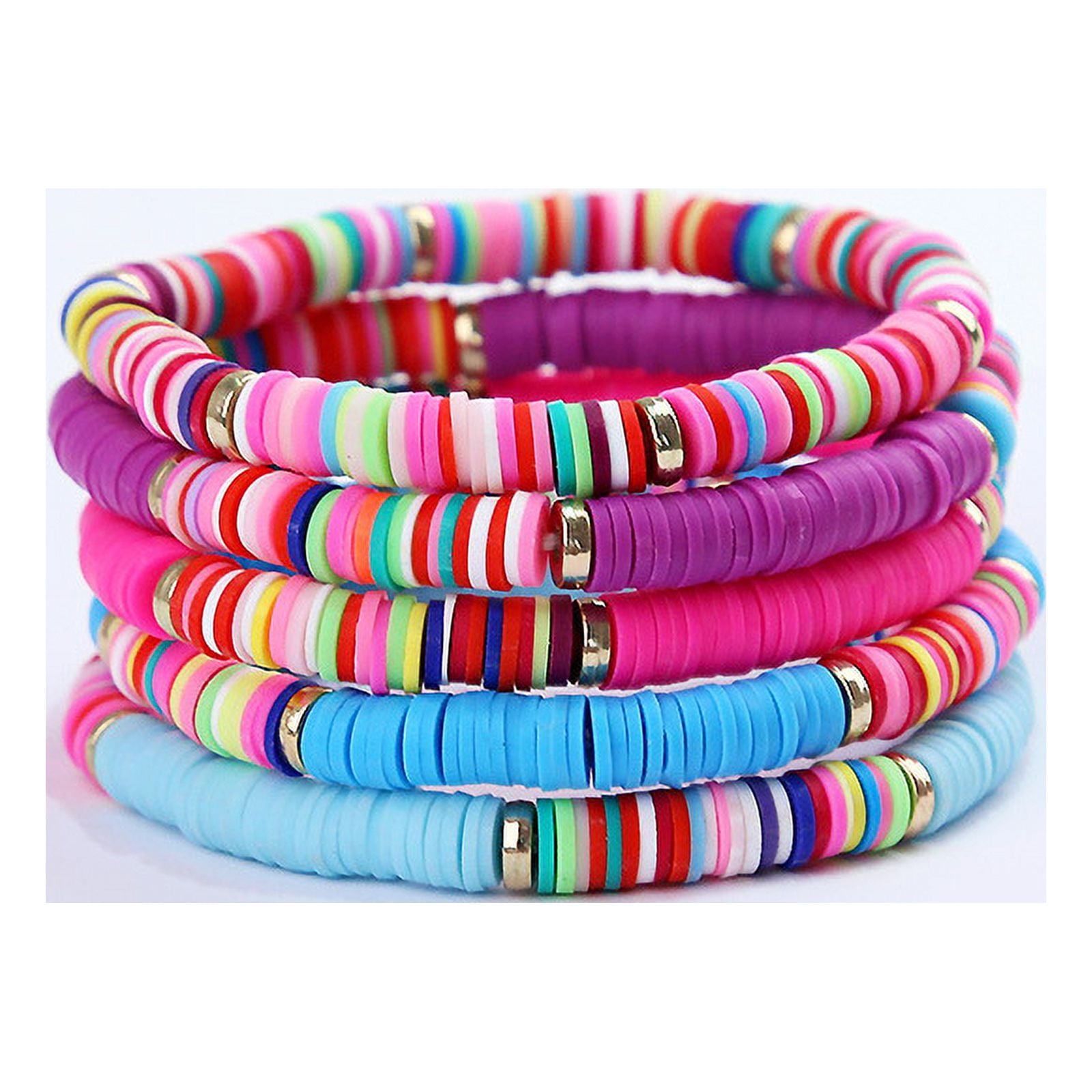 5Pcs/Set Boho Colorful Polymer Clay Elastic Bracelet for Women Summer  Vintage String Beads Bangles Wrist Hand Couple Y2K Jewelry - AliExpress